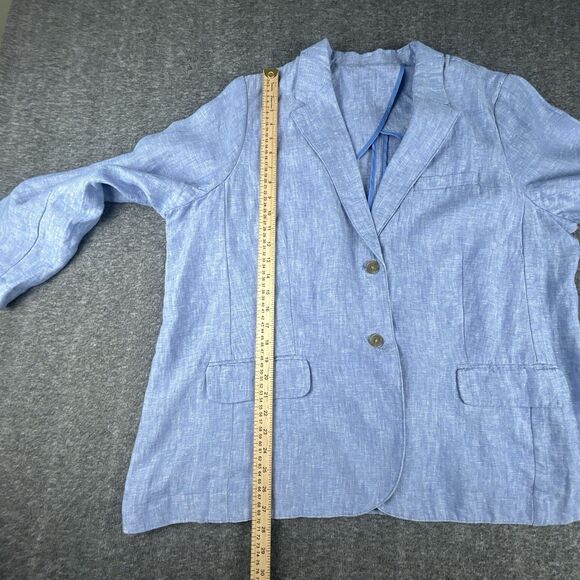 Land's End Blazer Women's Sz 2X 20W Blue 100% Linen 2-Button Summer Sport Coat - Picture 8 of 8